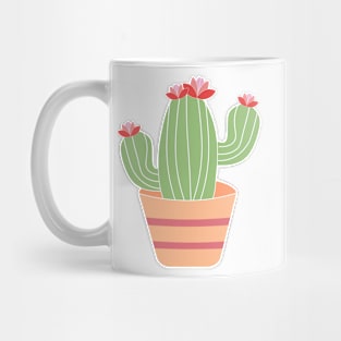 Tall cactus with blooming flower in a ceramic pot Mug